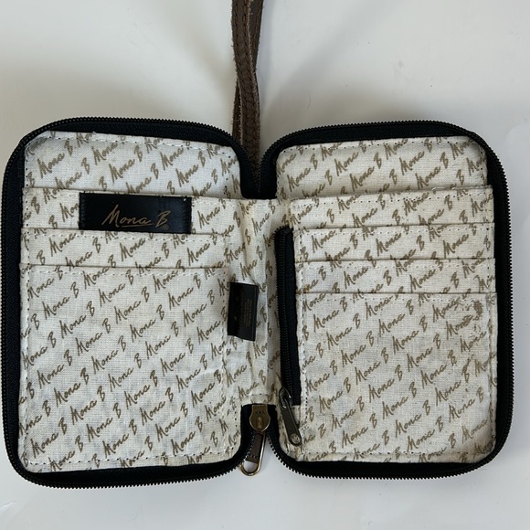 Mona B upcycled canvas wristlet wallet. - Picture 3 of 6